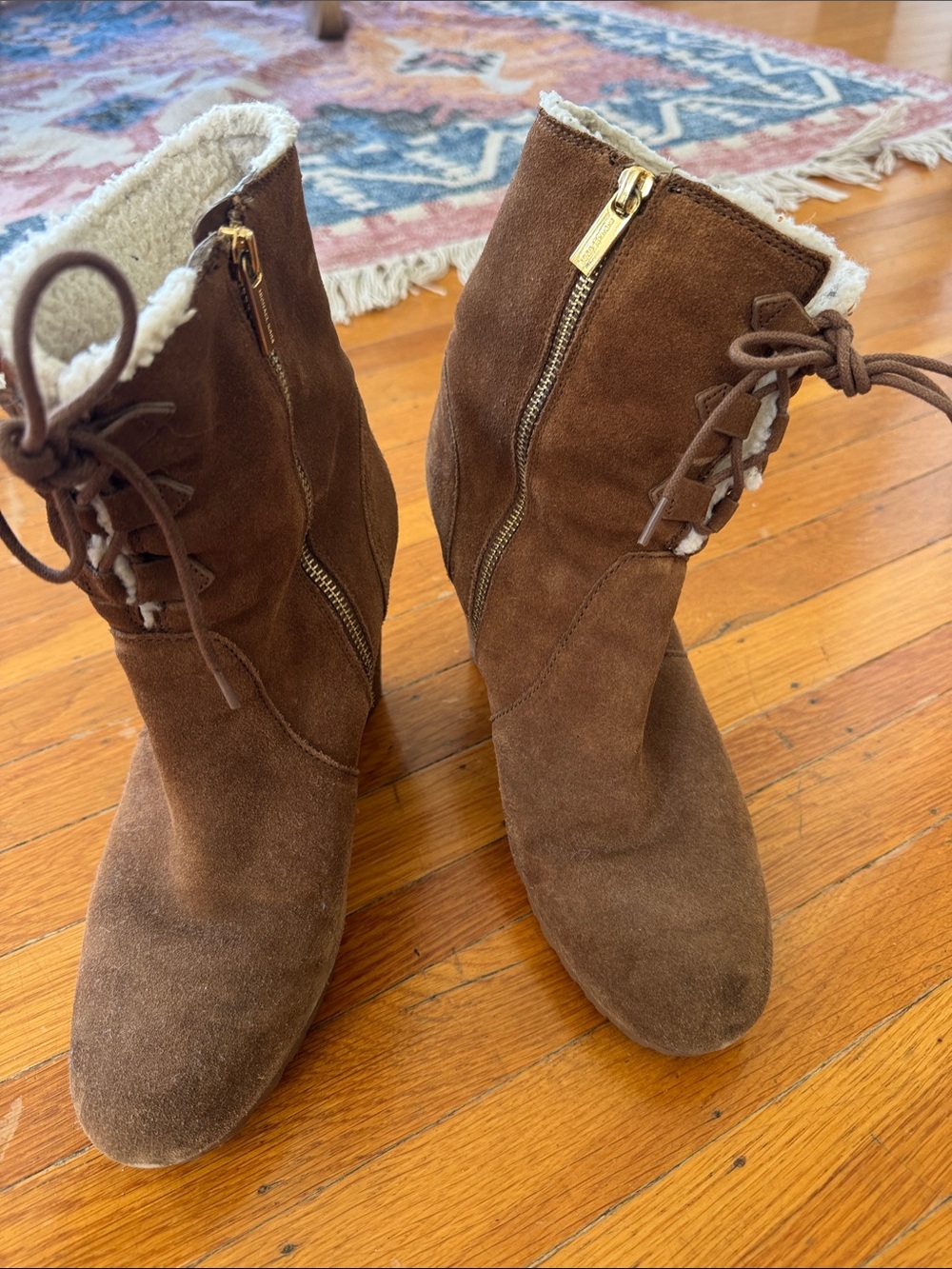 Michael Kors Cozy Women's Brown Suede Zip Ankle Boots